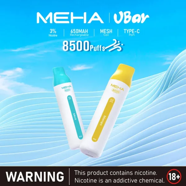 2d4b8760841be472769eae0cb0c858b8.webp MEHA VBar 魅嗨小白條8500|體現溫潤擊喉體驗|高導熱網芯霧化技術
