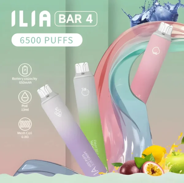 ILIA Bar4 6500口 ｜ 追求溫潤出霧感受與清晰風味還原 ｜ 大容量油倉設計支撐長效穩定吸食體驗