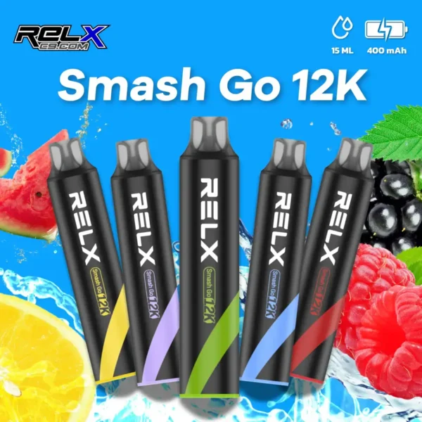 RELX Smash Go 12000 口拋棄式電子煙｜獨家防乾燒技術｜優化空氣力學配置展現均衡流暢之鮮明擊喉層次體驗