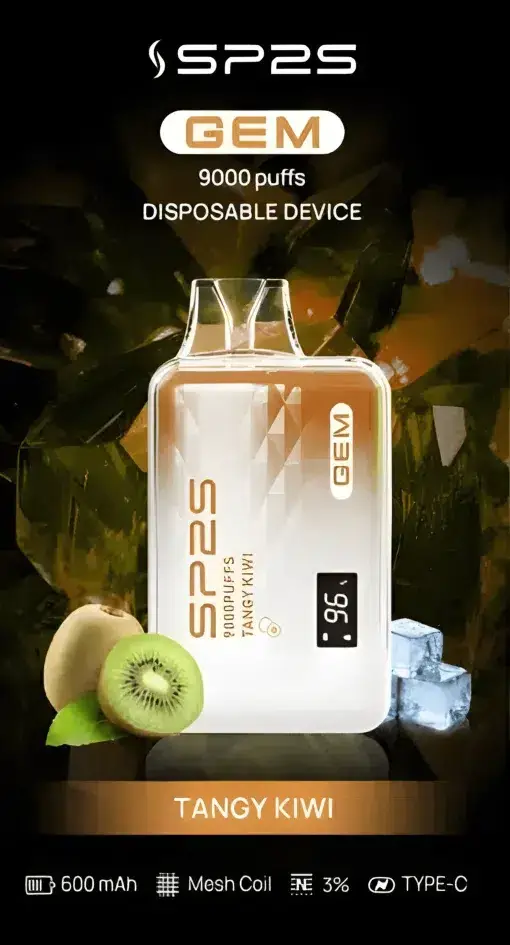 SP2S思博瑞 GEM9000電子煙｜扎實擊喉感與細緻煙霧體驗｜大容量油艙搭配電量顯示面板