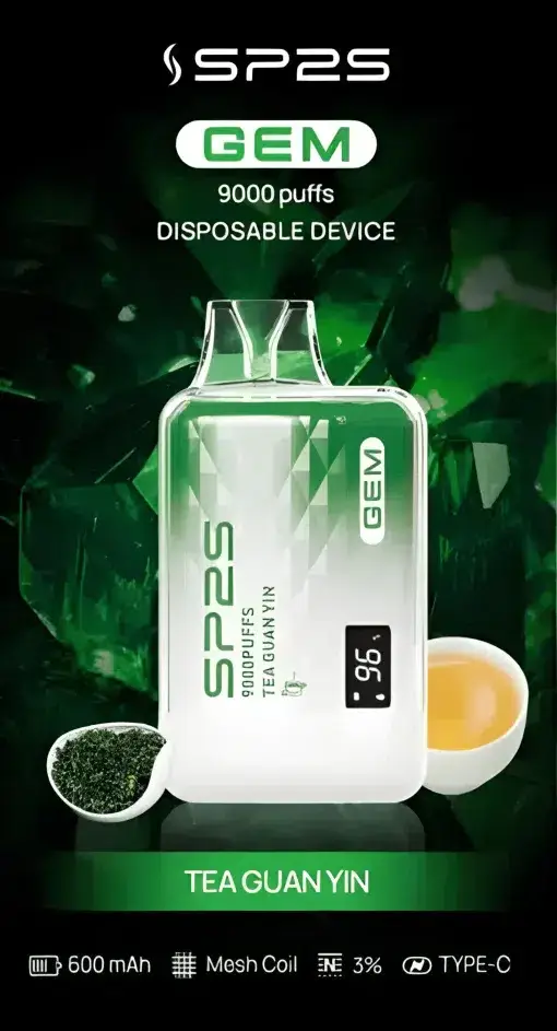 SP2S思博瑞 GEM9000電子煙｜扎實擊喉感與細緻煙霧體驗｜大容量油艙搭配電量顯示面板