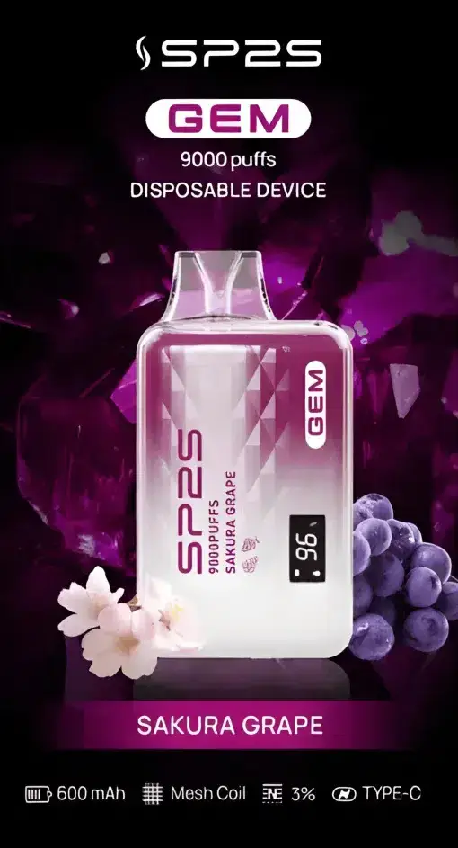 SP2S思博瑞 GEM9000電子煙｜扎實擊喉感與細緻煙霧體驗｜大容量油艙搭配電量顯示面板